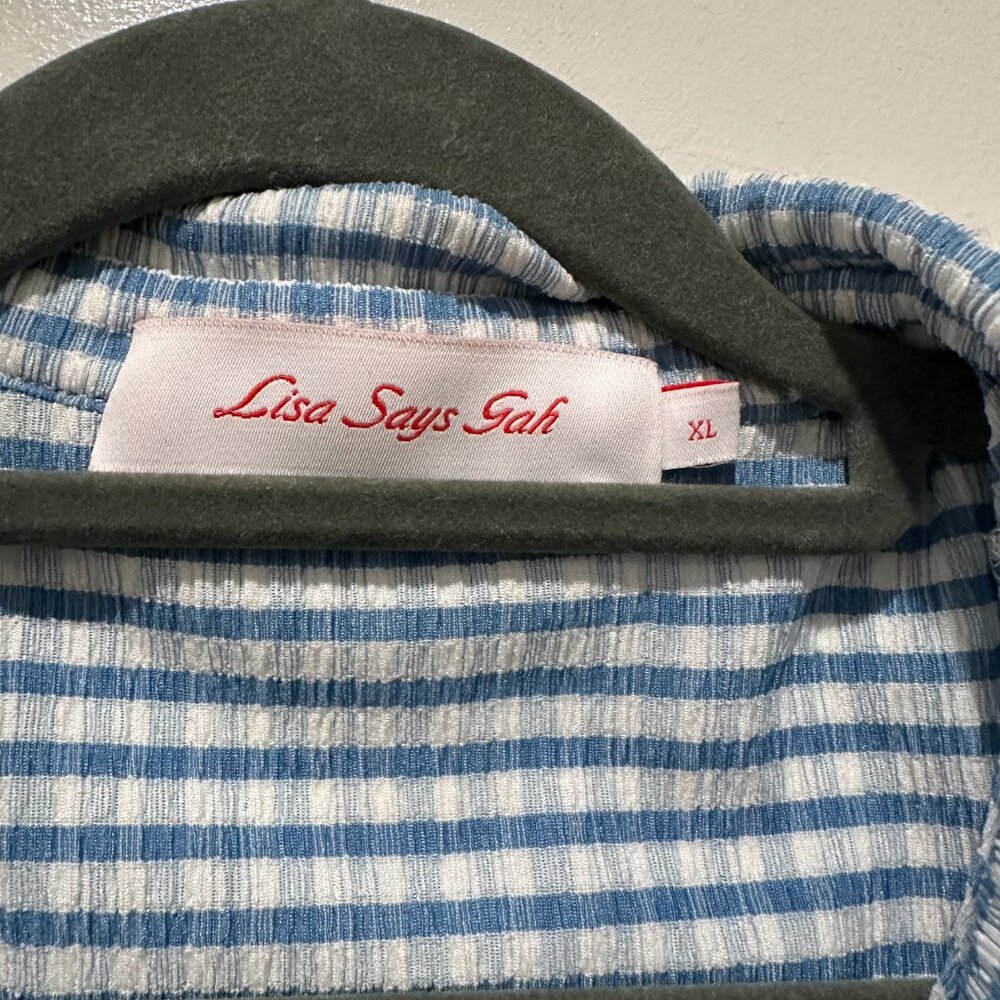 Lisa Says Gah Blue and White Gingham Skirt Set - Picture 3 of 7